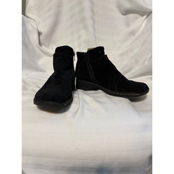 BareTraps Shoes - BareTraps W 6M Black Suede‎ Ankle Boots Side Zip Low Wedge Booties Comfort Shoes